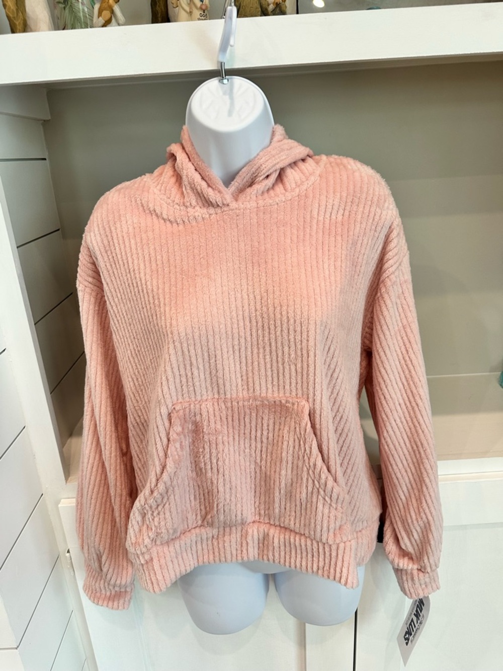 Muk Luks Blush Pink Ribbed Plush Hoodie